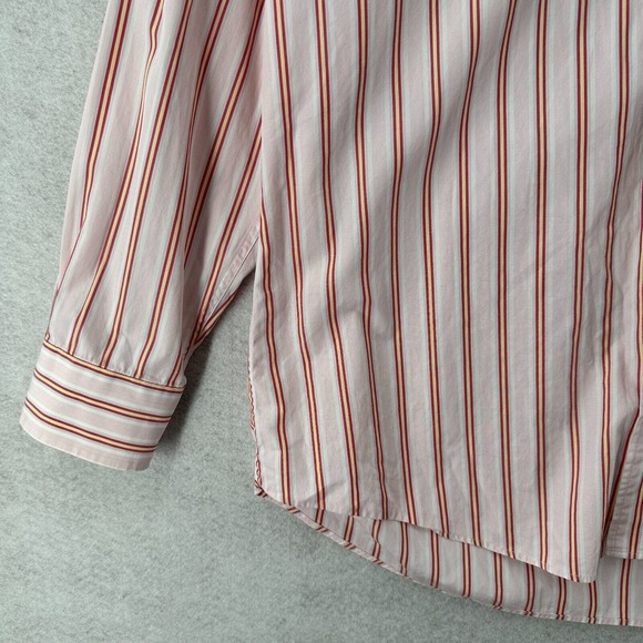 Paul Frederick Dress Shirt Mens Size MEDIUM Pink Yellow Button Up Striped - Picture 10 of 14